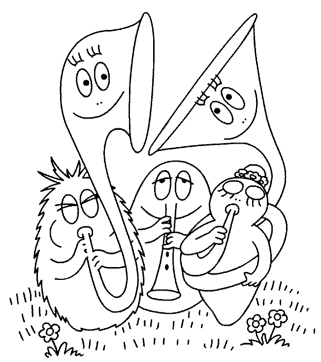 coloriage Barbapapa les enfants jouent de la musique